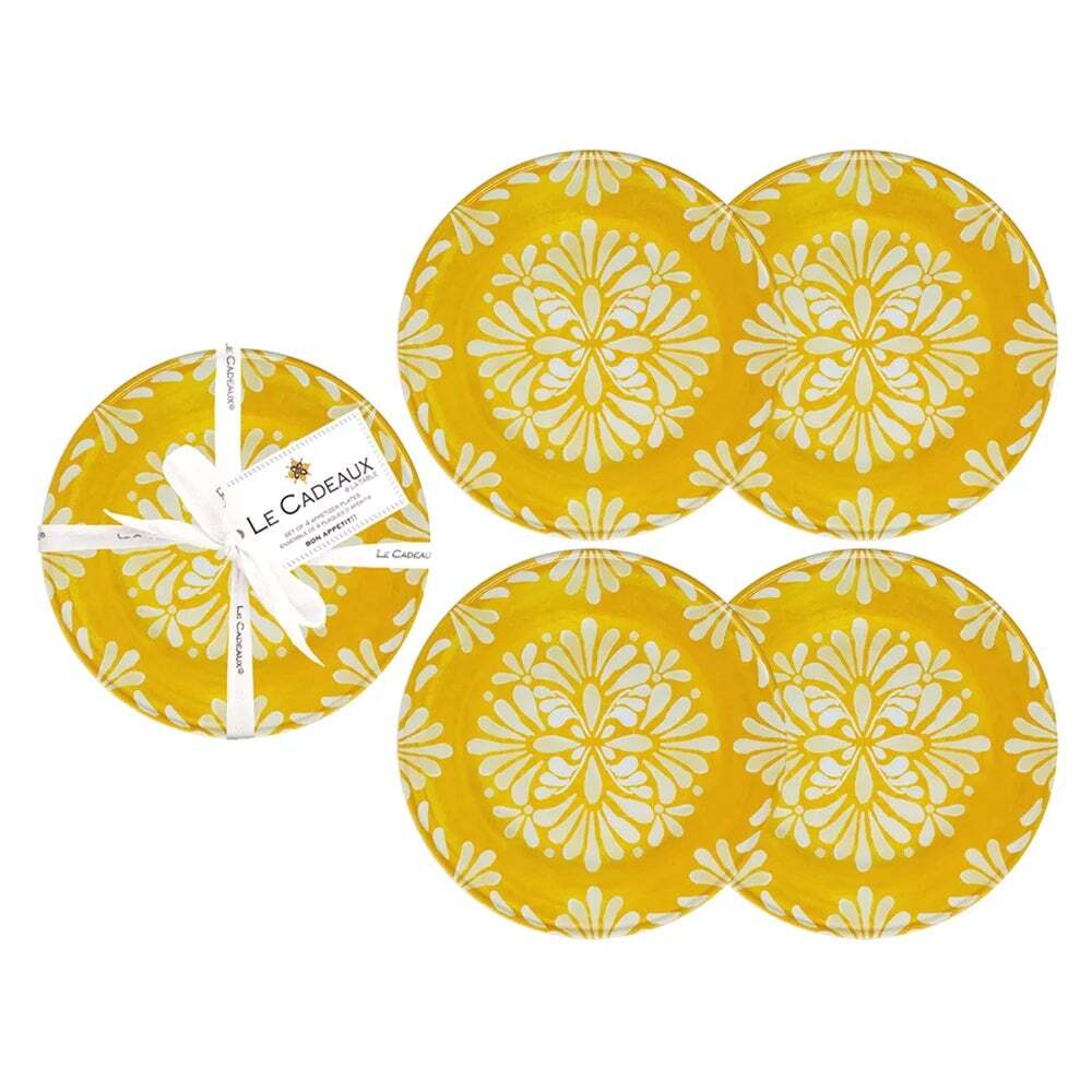 LE CADEAUX Yellow Appetizer Plates Set of 4
